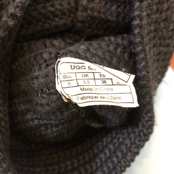 UGG Knit Long Boots Woven Big Button Black Size 5 - Picture 6 of 6
